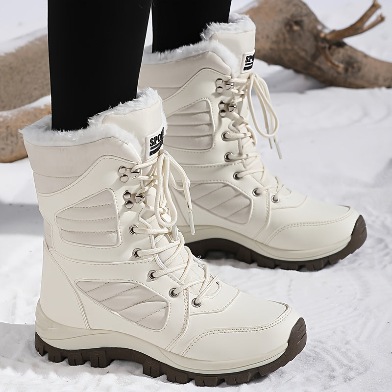 Women’s Plush-Lined Lug-Sole Lace-Up Snow Boots