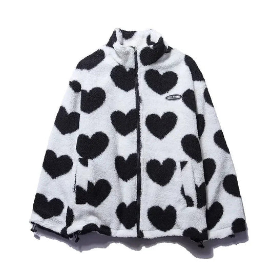 Women’s Reversible Heart Print Hooded Jacket