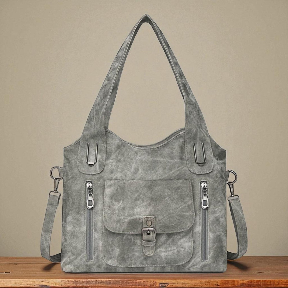 Women’s Gray Detachable Strap Shoulder Bag