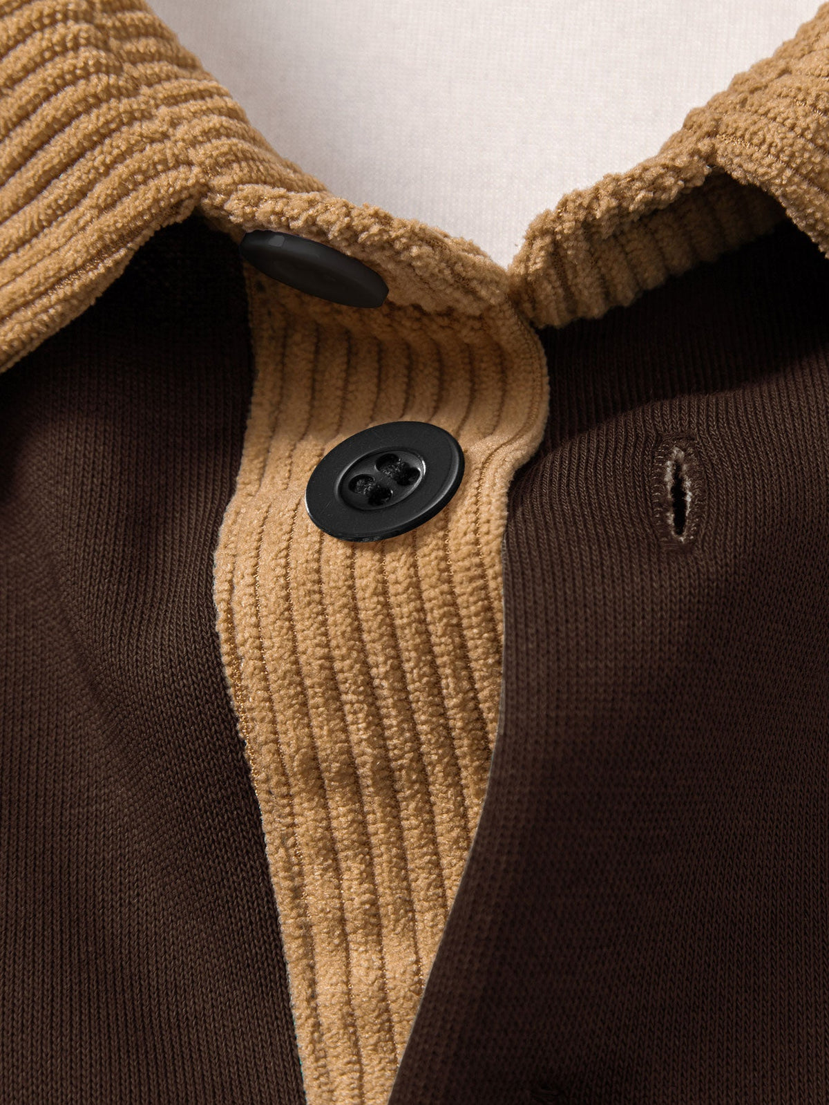 Men’s Relaxed Fit Contrast Corduroy Polo Collar Sweatshirt