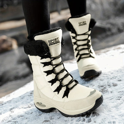 Women’s Faux Fur Cuff Lace-Up Mid-Calf Snow Boots