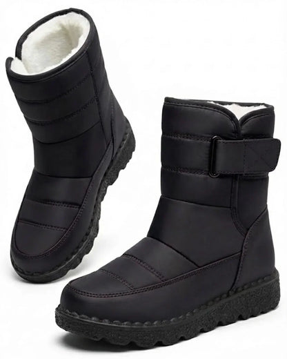 Women’s Quilted Hook-And-Loop Plush-Lined Snow Boots