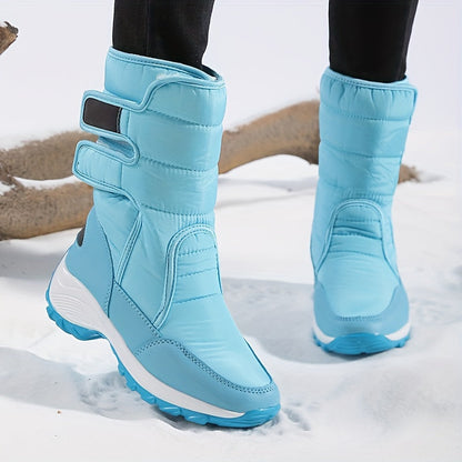 Women’s Quilted Hook-And-Loop Mid-Calf Snow Boots