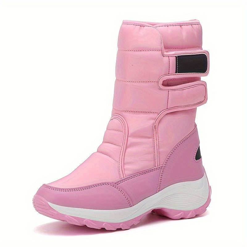 Women’s Quilted Hook-And-Loop Mid-Calf Snow Boots