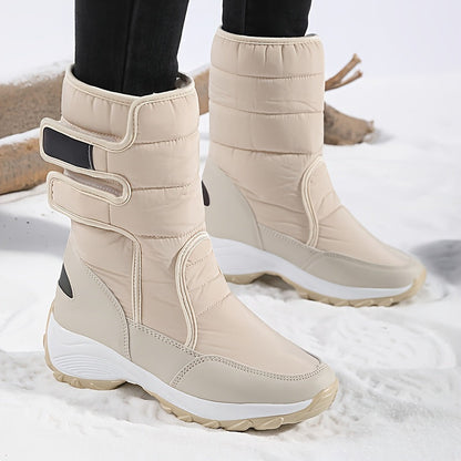 Women’s Quilted Hook-And-Loop Mid-Calf Snow Boots