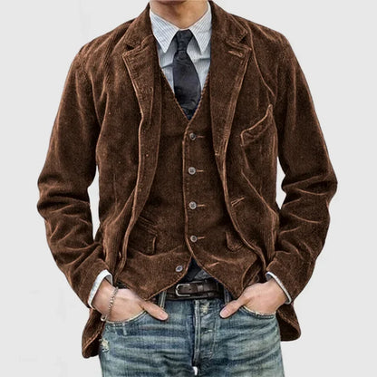 Men's Vintage Tailored Two Piece Blazer and Vest Set
