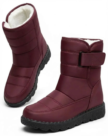 Women’s Quilted Hook-And-Loop Plush-Lined Snow Boots