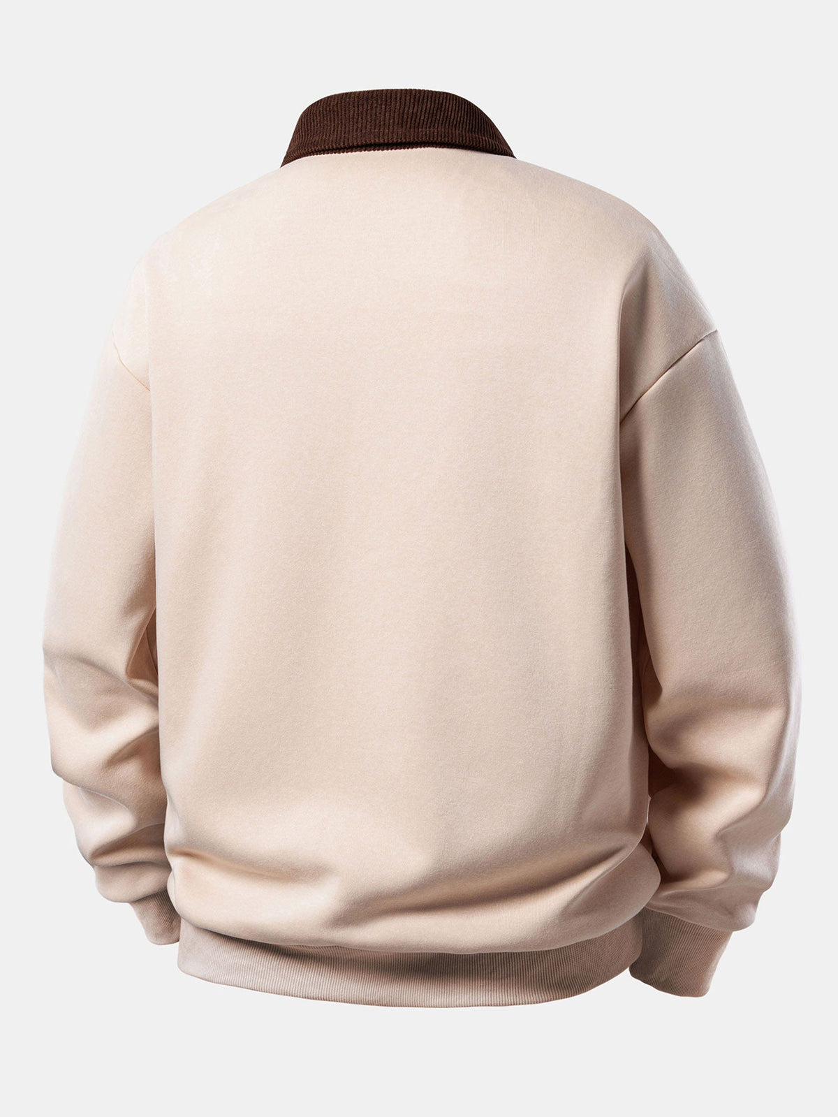 Men’s Relaxed Fit Contrast Corduroy Polo Collar Sweatshirt