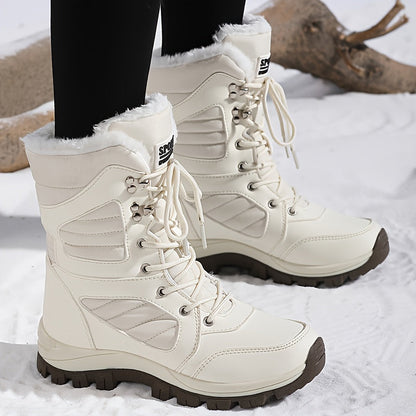 Women’s Plush-Lined Lug-Sole Lace-Up Snow Boots