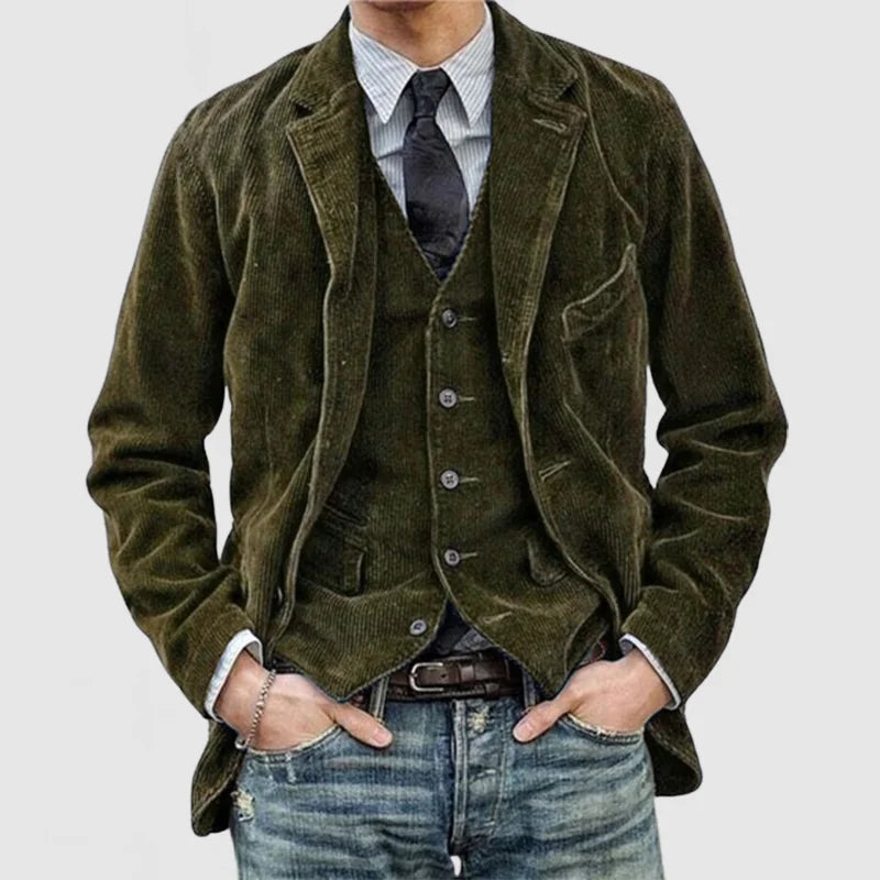Men's Vintage Tailored Two Piece Blazer and Vest Set
