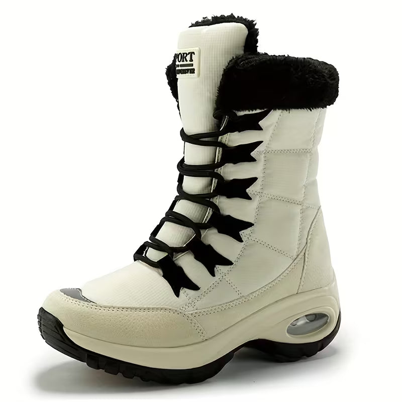 Women’s Faux Fur Cuff Lace-Up Mid-Calf Snow Boots