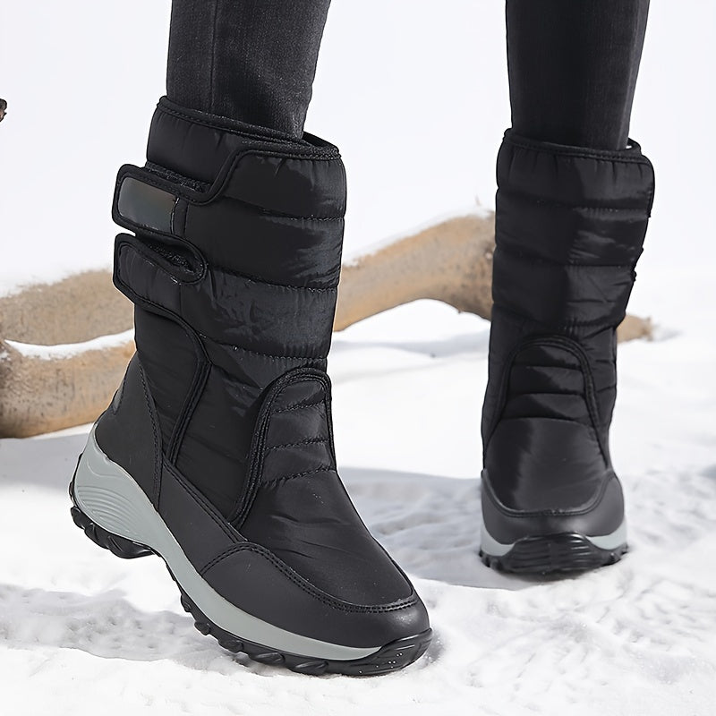 Women’s Quilted Hook-And-Loop Mid-Calf Snow Boots