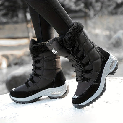 Women’s Faux Fur Cuff Lace-Up Mid-Calf Snow Boots