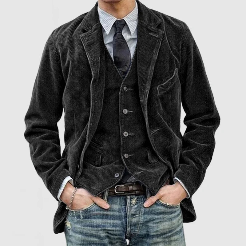 Men's Vintage Tailored Two Piece Blazer and Vest Set