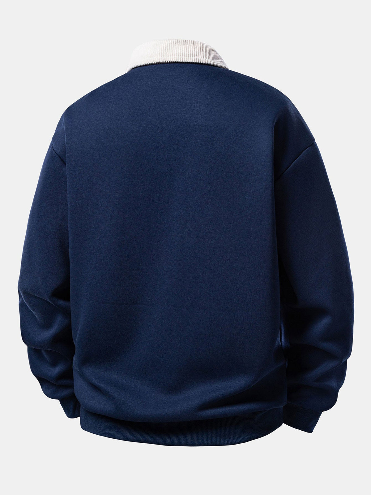 Men’s Relaxed Fit Contrast Corduroy Polo Collar Sweatshirt