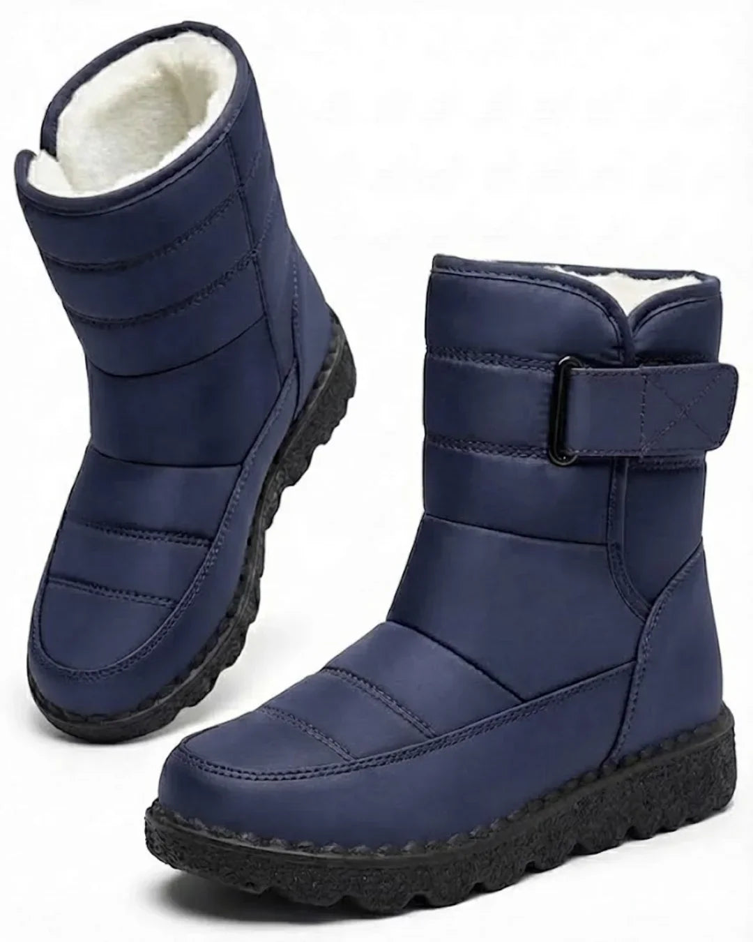 Women’s Quilted Hook-And-Loop Plush-Lined Snow Boots