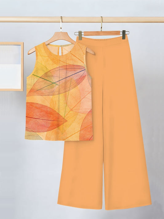 Amber | Leaf Print Two-Piece Set