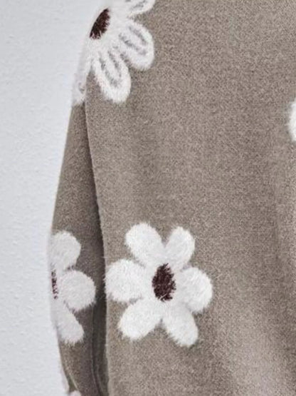 Women’s Floral V-Neck Long Sleeve Sweater