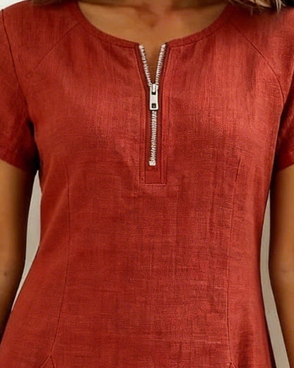 Aria® | Cotton Dress with Zipper Pocket