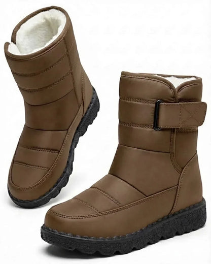 Women’s Quilted Hook-And-Loop Plush-Lined Snow Boots