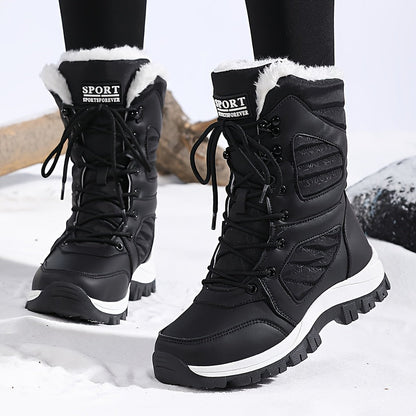 Women’s Plush-Lined Lug-Sole Lace-Up Snow Boots