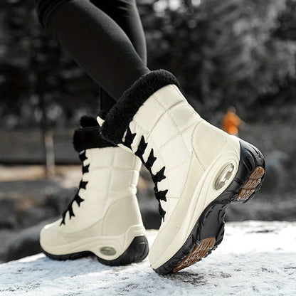 Women’s Faux Fur Cuff Lace-Up Mid-Calf Snow Boots