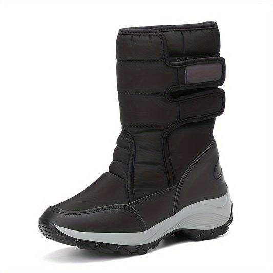 Women’s Quilted Hook-And-Loop Mid-Calf Snow Boots
