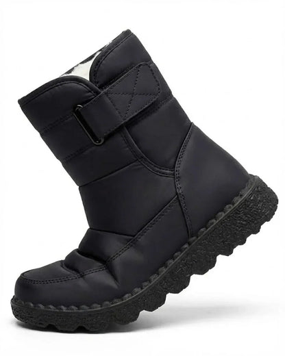 Women’s Quilted Hook-And-Loop Plush-Lined Snow Boots