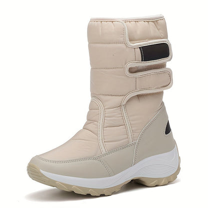 Women’s Quilted Hook-And-Loop Mid-Calf Snow Boots