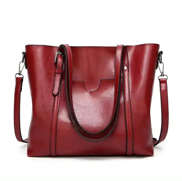 Women’s Red Top Handle Shoulder Strap Tote Bag