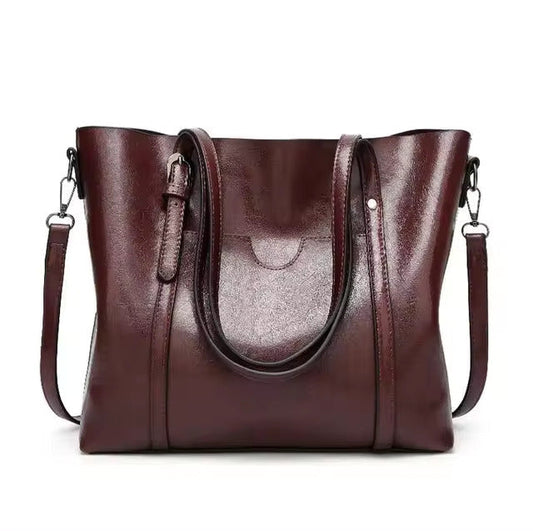 Women’s Dark Brown Top Handle Tote Bag With Shoulder Strap