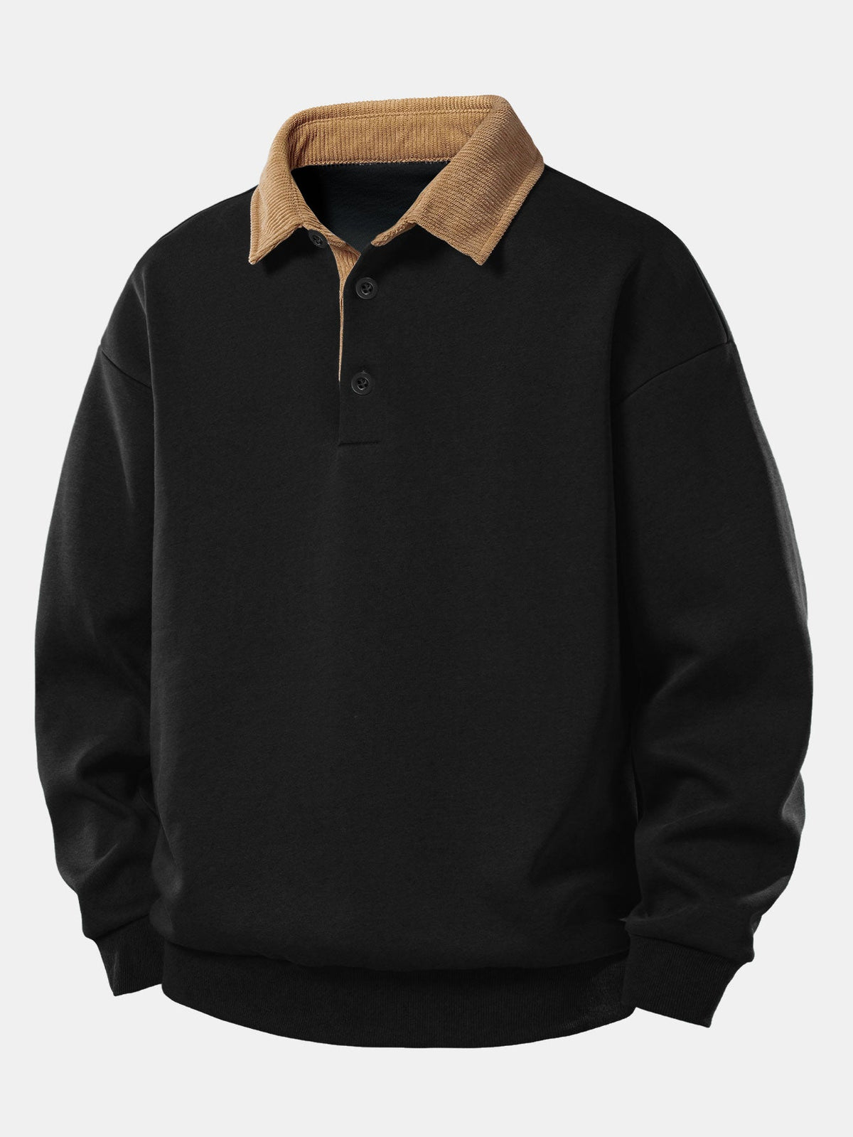 Men’s Relaxed Fit Contrast Corduroy Polo Collar Sweatshirt