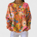 Women’s Colorful Floral Pattern Pullover Sweater