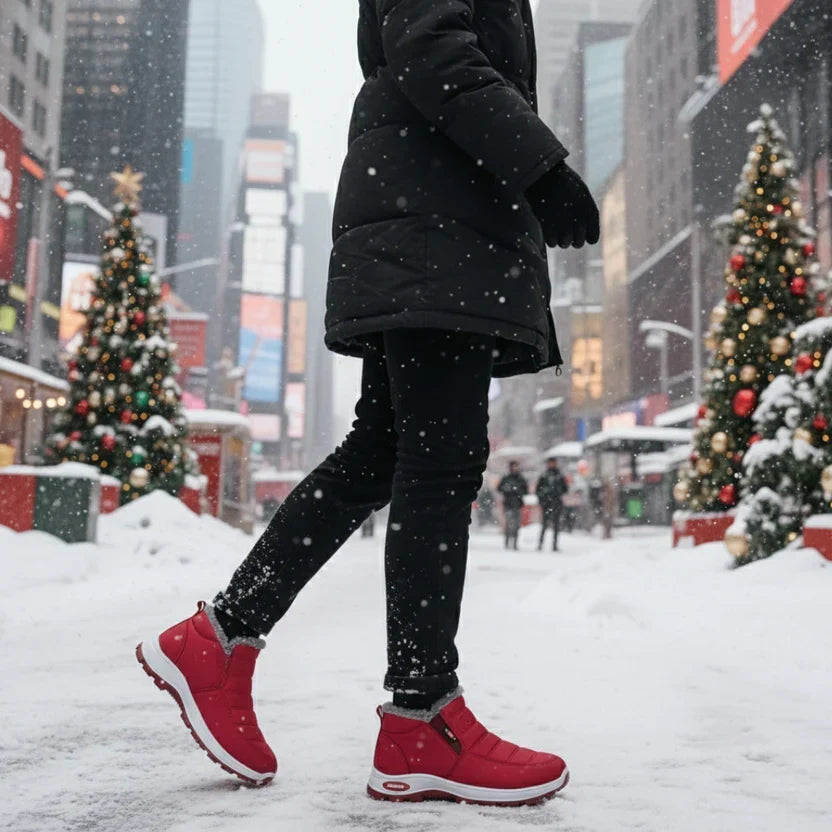 Sianna™ | Quilted Waterproof Slip-On Ankle Boots Dark Red