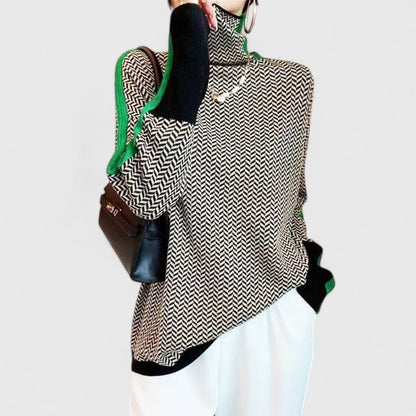 Women’s High Neck Chevron Knit Jumper