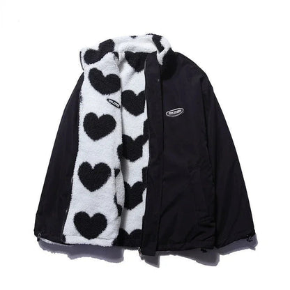Women’s Reversible Heart Print Hooded Jacket