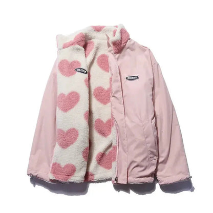 Women’s Reversible Heart Print Hooded Jacket