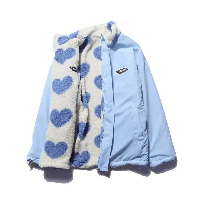 Women’s Reversible Heart Print Hooded Jacket