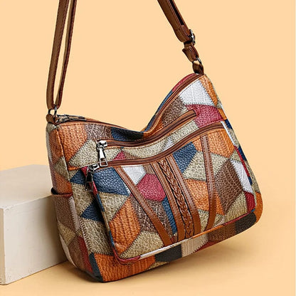 Women’s Mosaic Print Multi Zip Handbag