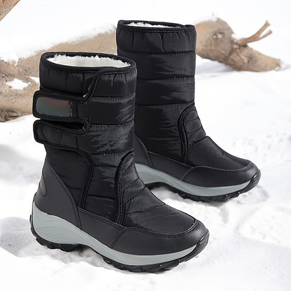 Women’s Quilted Hook-And-Loop Mid-Calf Snow Boots
