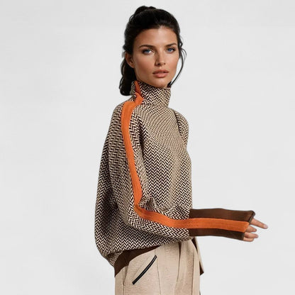 Women’s High Neck Chevron Knit Jumper