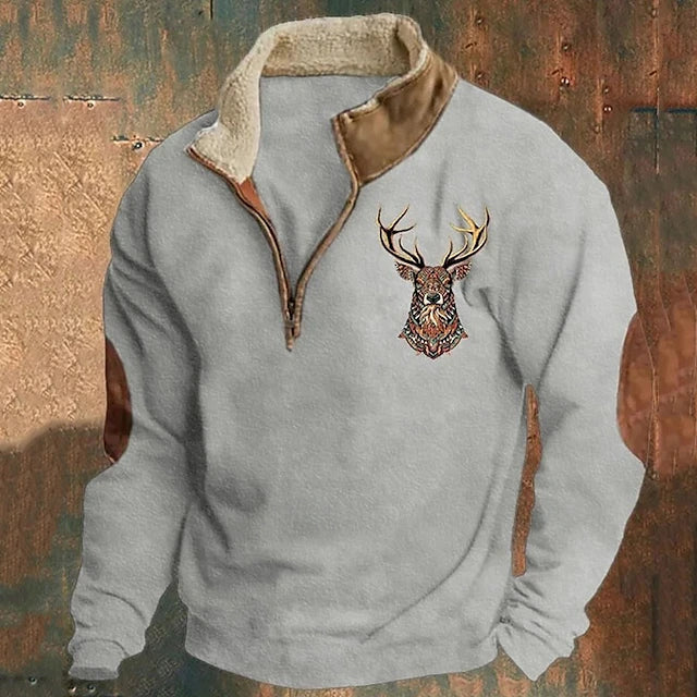 Men’s Warm Deer Pattern Knit Sweater