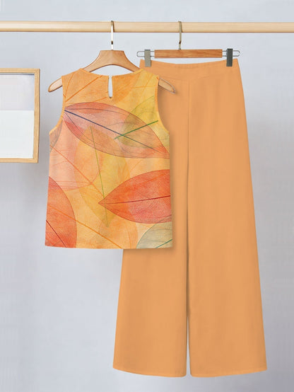 Amber | Leaf Print Two-Piece Set