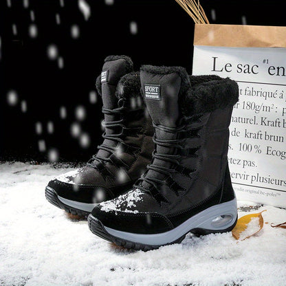 Women’s Faux Fur Cuff Lace-Up Mid-Calf Snow Boots