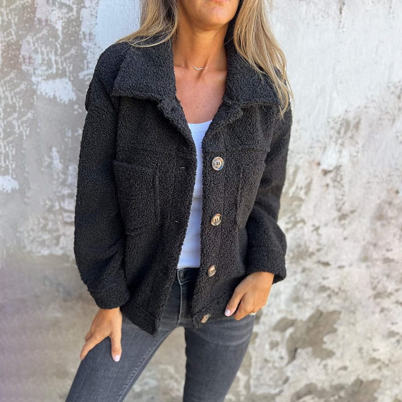 Women's Relaxed Fit Button Front Notch Lapel Coat