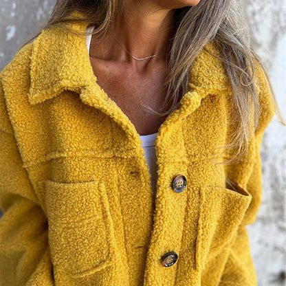 Women's Relaxed Fit Button Front Notch Lapel Coat