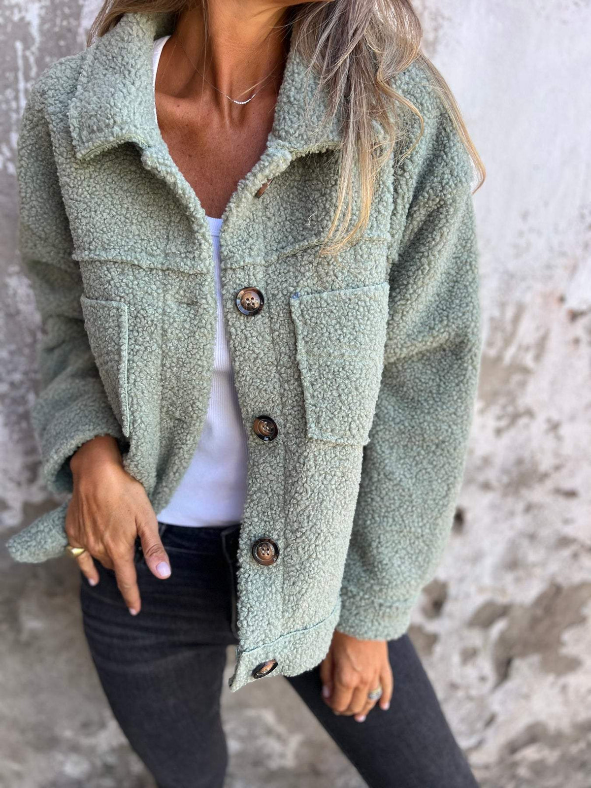 Women's Relaxed Fit Button Front Notch Lapel Coat