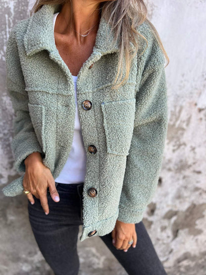 Women's Relaxed Fit Button Front Notch Lapel Coat