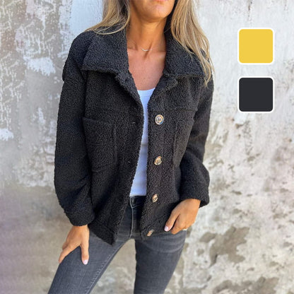Women's Relaxed Fit Button Front Notch Lapel Coat