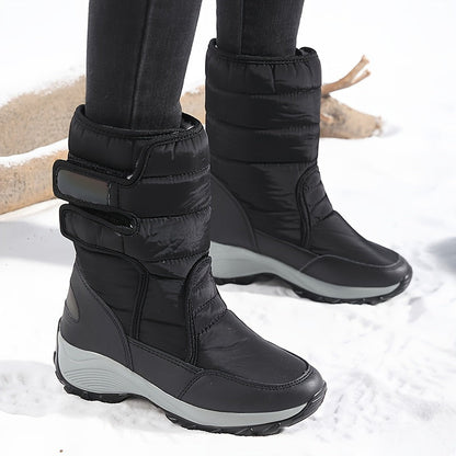 Women’s Quilted Hook-And-Loop Mid-Calf Snow Boots